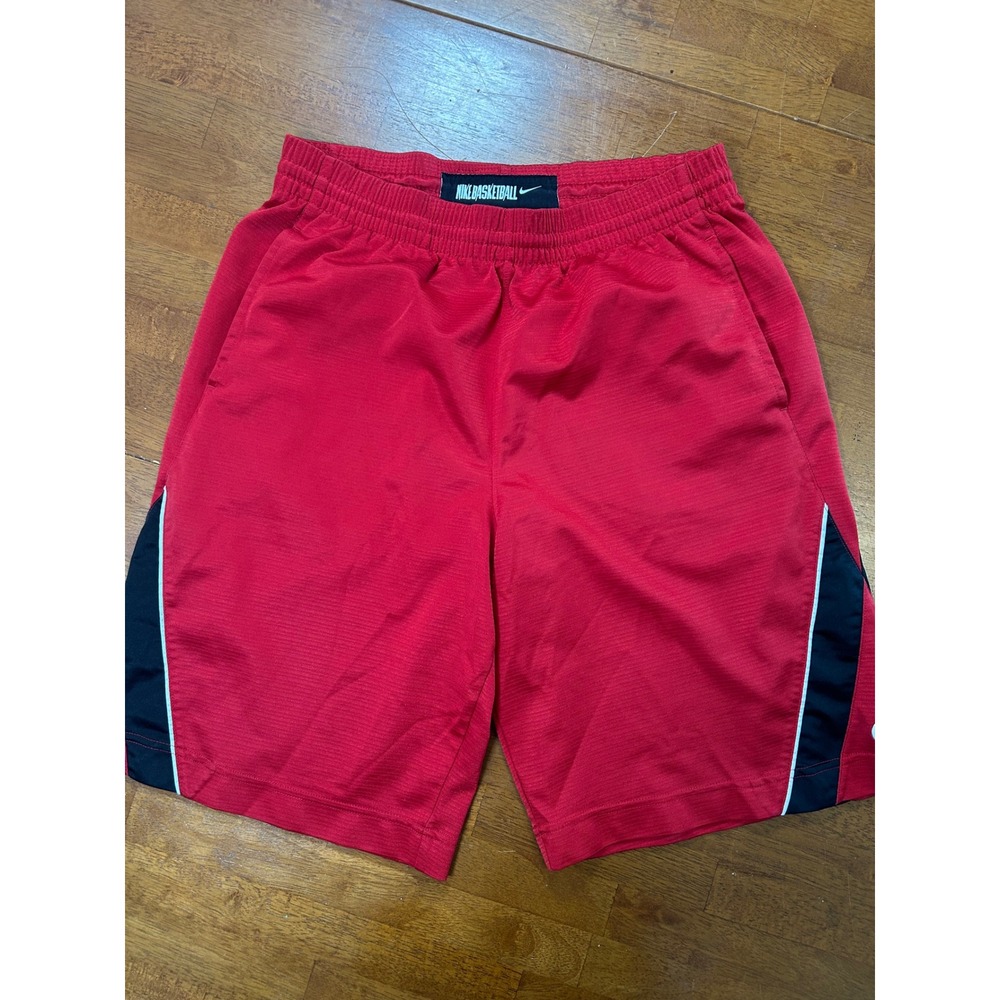 Nike Basketball Shorts Mens Large Red Performance Athletic Side Stripe Swoosh